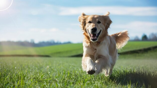 Fotografía selectiva de un adorable golden retriever al aire libre