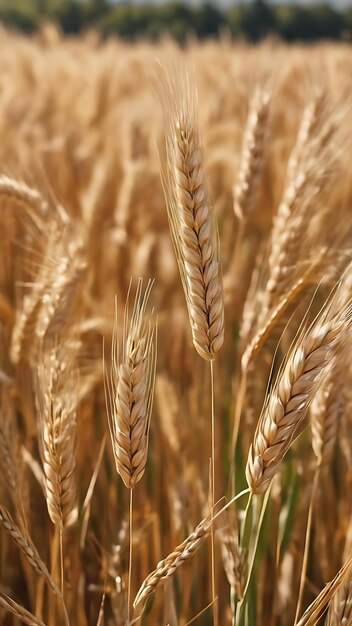 Fotografía selectiva de cultivos de trigo en el campo con un fondo borroso