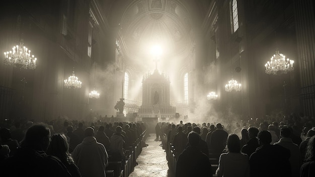 Foto fotografía separada de la vigilia solemne del viernes santo en la antigua catedral