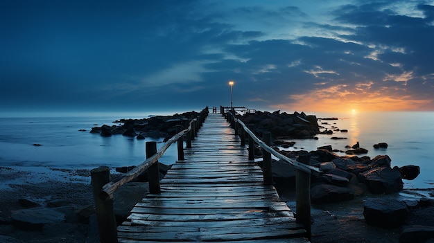 Fotografía de la serenidad antes de la puesta del sol