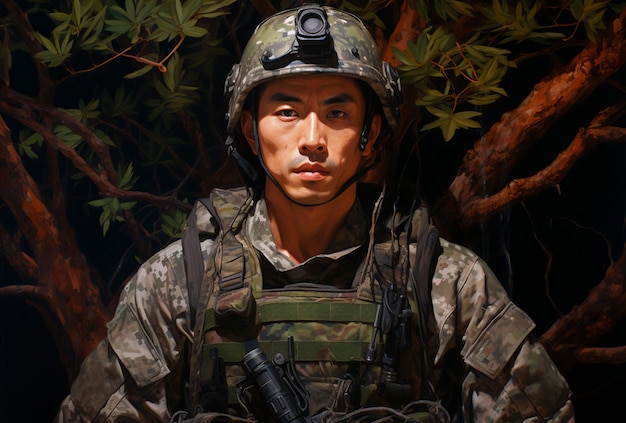 Foto una fotografía de un soldado en uniforme