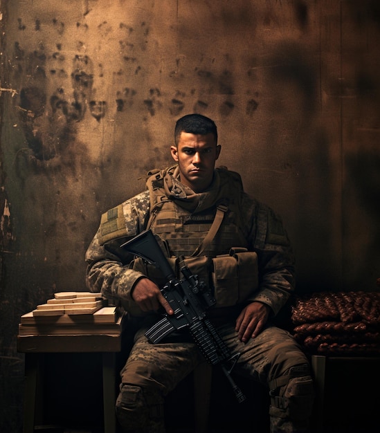 una fotografía de un soldado en uniforme