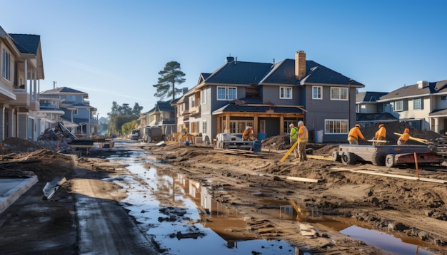 Fotografía de stock de alta calidad Construcción de nuevas viviendas en una nueva zona residencial