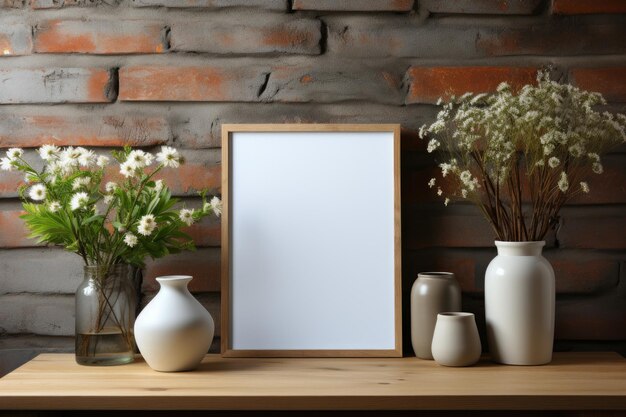 Fotografía de Stock de una cocina con marco en blanco para una maqueta