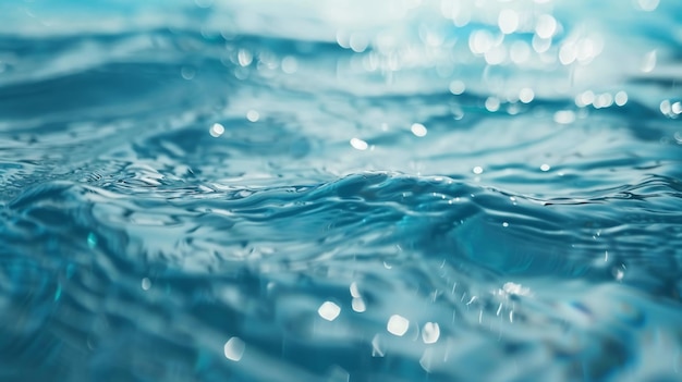 Fotografia subaquática panorâmica de uma piscina olímpica submersa sob a superfície de água cristalina