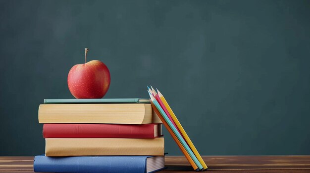 Fotografía de tablero negro y escritorio de vuelta a la escuela concepto de educación y concepto de escuela