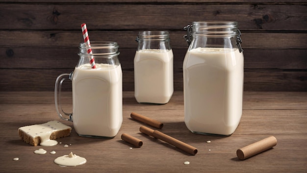 Fotografía de Tarros de Bebidas de Leche Deliciosas