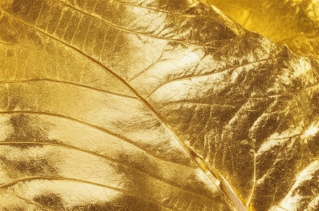 Foto fotografía de la textura de la lámina de oro de hoja amarilla brillante