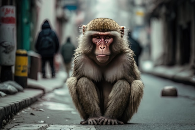 fotografia tirada de perto de um macaco no Japão