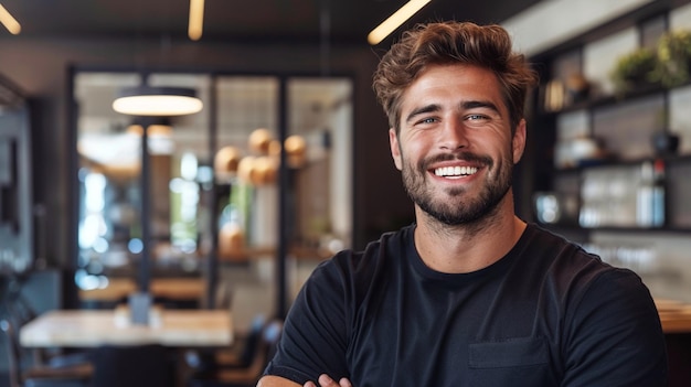 Fotografía de un trabajador comunitario sonriente