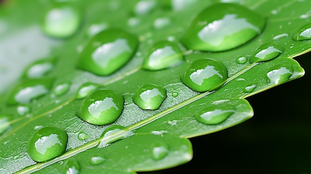 Fotografía verde de las hojas húmedas