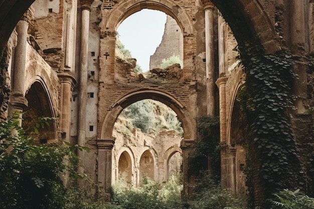 Fotografia vertical das ruínas de uma igreja em Tbilisi