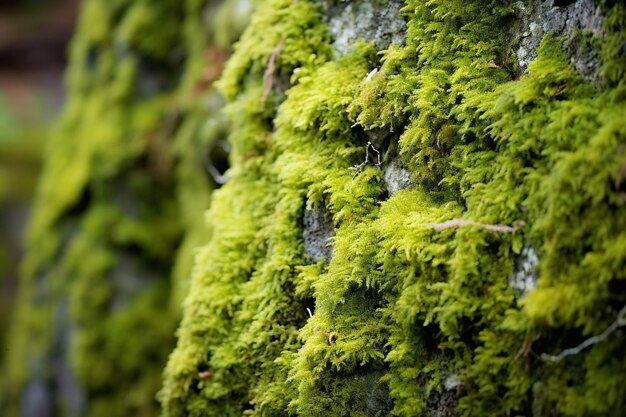 Fotografia vertical de uma casca de pinheiro coberta de musgo