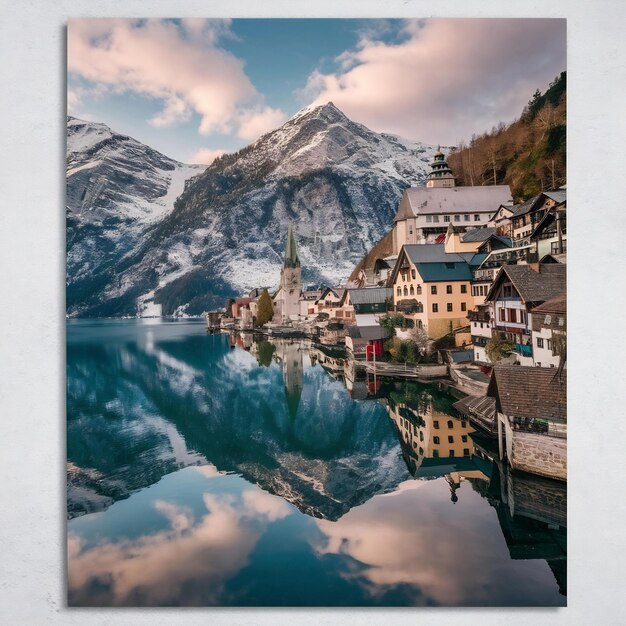 Foto fotografía vertical de la hermosa región de hallstatt en austria