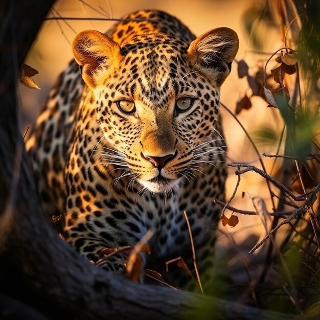 Fotografía vertical de un leopardo en su hábitat en un safari en el delta de Okavanga, Botswana