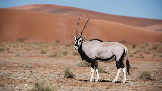 Foto fotografía vertical de un oryx en el desierto de kalahari, namibia