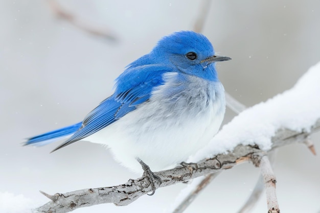 Fotografía vertical de un pájaro azul de montaña en una rama