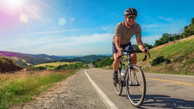 Fotografía de viaje de aventura en bicicleta de día soleada