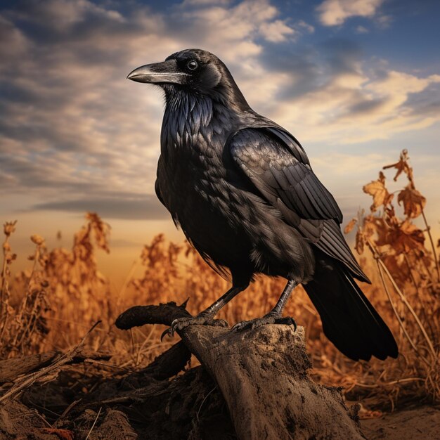 Foto la fotografía de la vida silvestre del cuervo hdr 4k