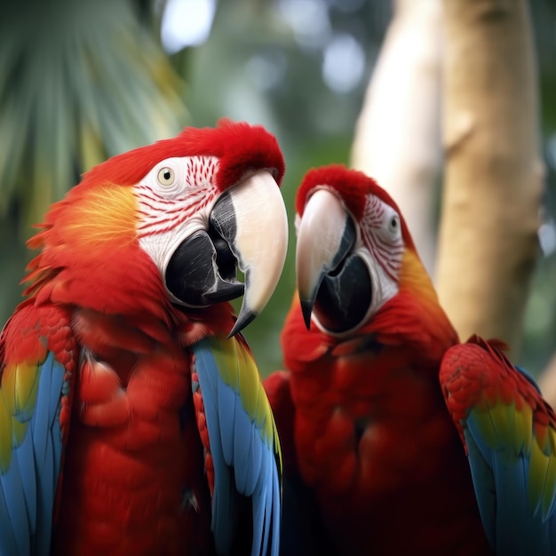 Foto fotografía de vida silvestre de loros con ia generativa