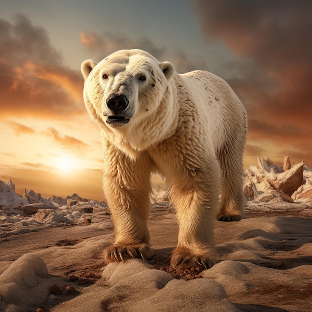 Foto fotografía de la vida silvestre del oso polar en hdr 4k