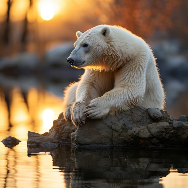 Fotografía de la vida silvestre del oso polar IA generativa