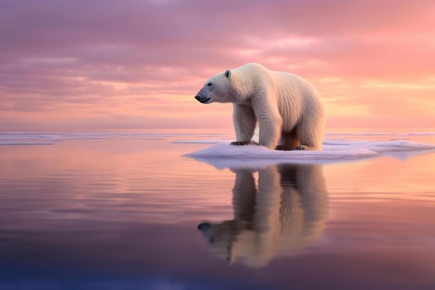 Foto fotografía de la vida silvestre del oso polar ia generativa