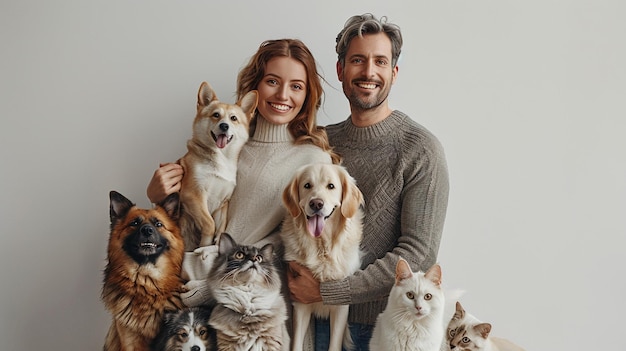 Foto fotografia vista frontal de um casal de amor feliz de pé em um fundo branco no centro da imagem