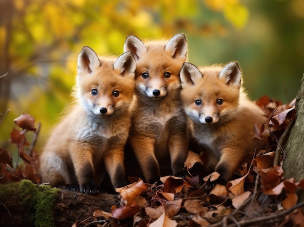 Foto fotografía de zorros lindos grupo de animales en un patio