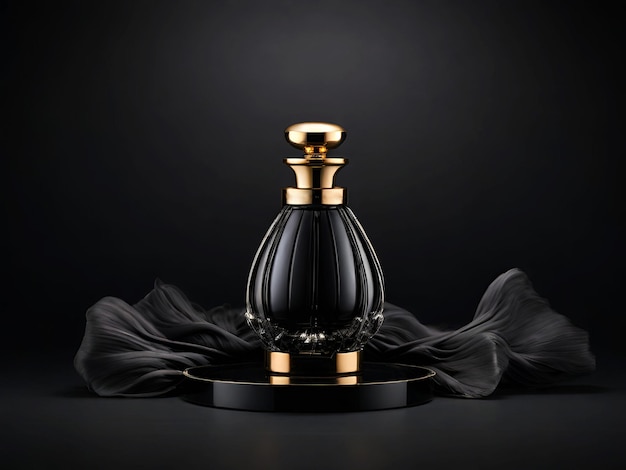 Se fotografiará una botella de perfume negra en 3D