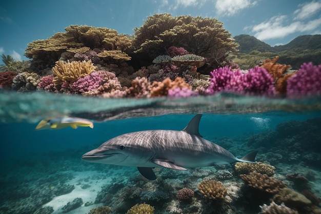 Fotografias de recifes e golfinhos