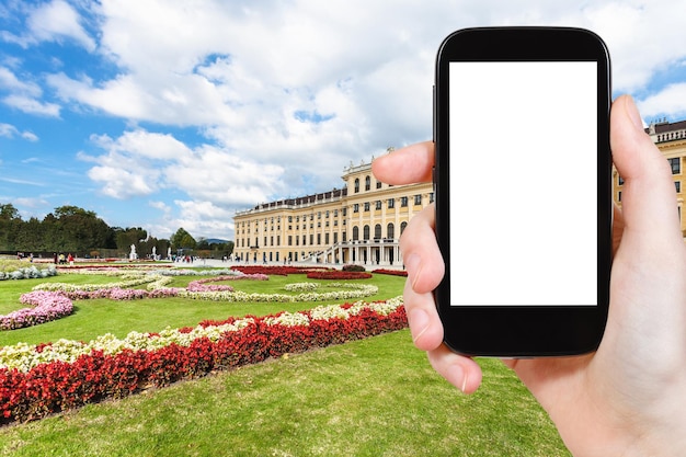 Fotografias do jardim no palácio Schloss Schonbrunn