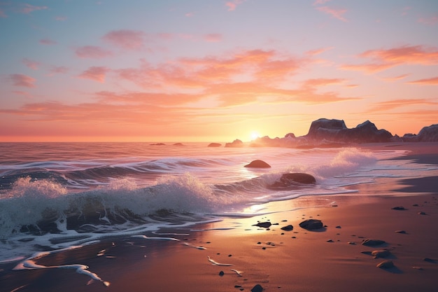 Fotografías de paisajes costeros en colores pastel al atardecer