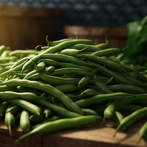 Fotografías de productos de frijoles verdes de alta calidad 4k ult