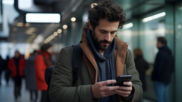 Foto fotografias sinceras de pessoas concentradas em seus telefones em lugares públicos