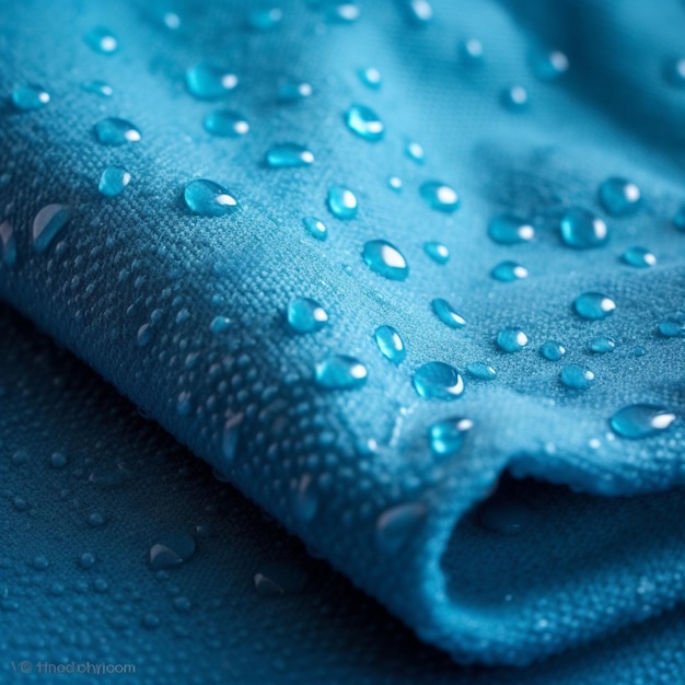 Foto fotografie eines blauen strandtuchs mit wassertropfen