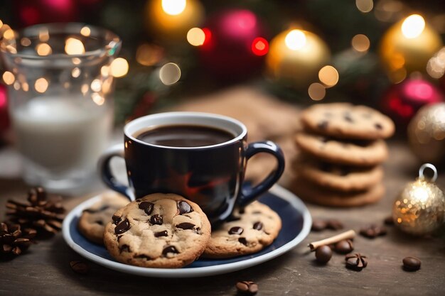 Fotografie eines Weihnachtskeks auf einem Teller xmas Hintergrund