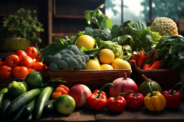 Fotografie von frischem Obst und Gemüse auf lokalen Märkten