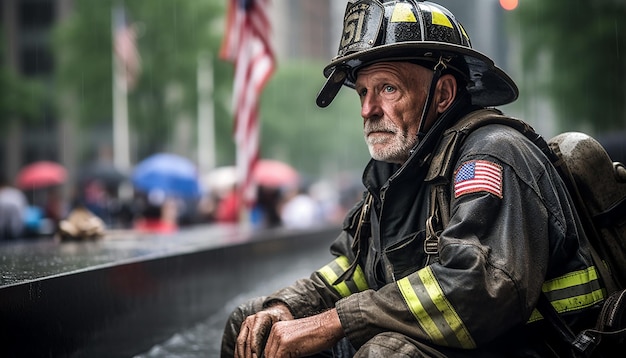 Fotografie zum 911 Memorial Day Traurigkeit und Sehnsucht 11. September Patriot Day Emotionales Fotoshooting