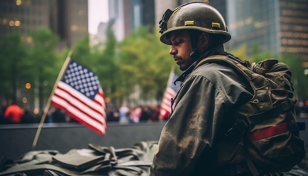 Fotografie zum 911 Memorial Day Traurigkeit und Sehnsucht 11. September Patriot Day Emotionales Fotoshooting