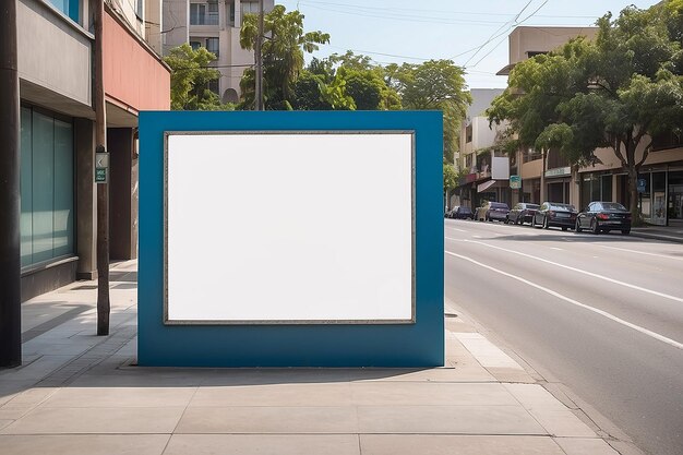 Fotografieren Sie eine leere Plakatwand auf dem Bürgersteig in der Nähe der Straße