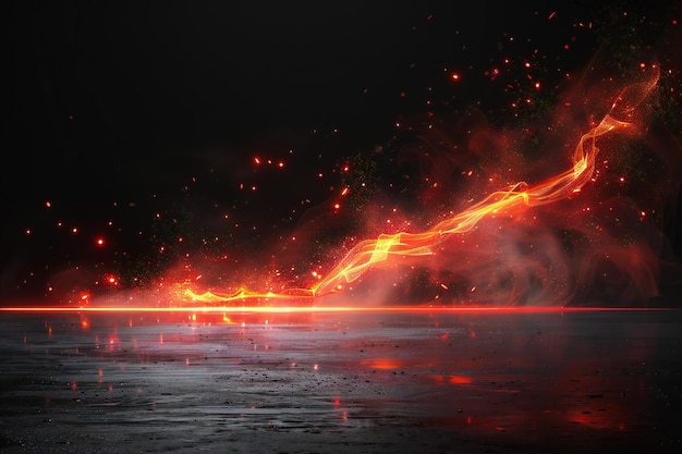 Fotografieren Sie eine rote leuchtende Linie mit weißem Hintergrund in einem einfachen, flachen Stil.