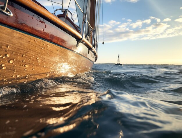 Fotografieren und malen Sie ein Segelboot im Wasser