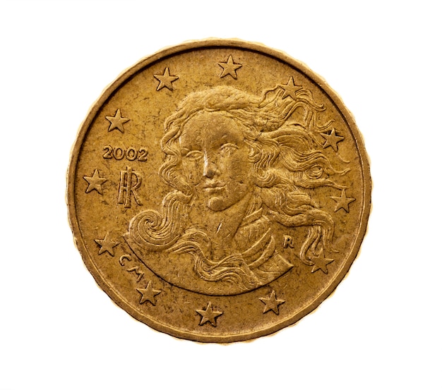 Fotografierte Nahaufnahme auf Euroten-Cent der weißen Münze