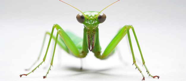 fotografió la mantis contra un fondo blanco