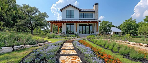 Un fotógrafo aficionado capturó esta imagen de una casa de estilo granja recientemente construida en Austin, Texas.