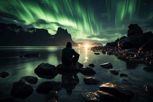 Fotógrafo captura el esplendor del amanecer boreal en el Ártico generativo IA