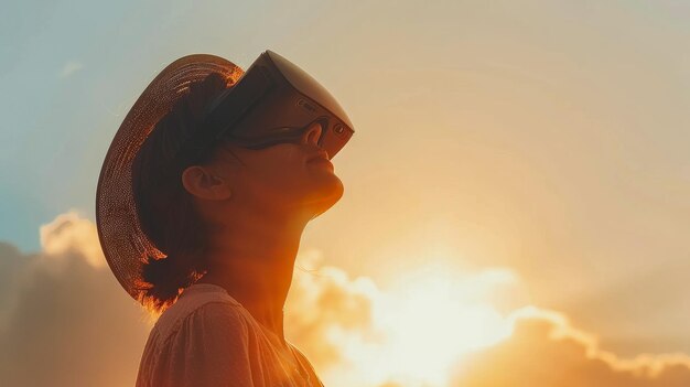 El fotógrafo captura momentos preservando recuerdos y emociones con habilidad y arte con gafas de sol de realidad virtual de fondo sólido