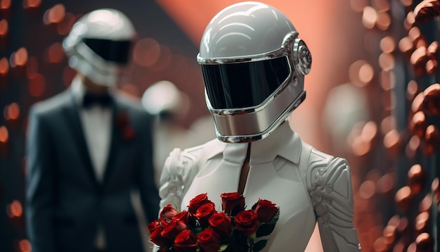 Fotógrafo de casamento no espaço casamento futurista