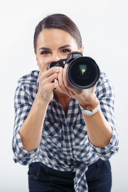 Fotógrafo de mulher no trabalho